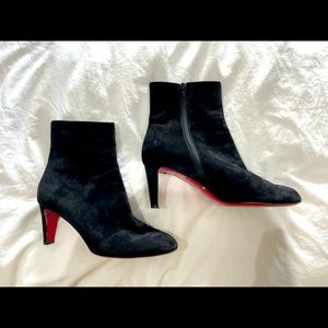 Christian Louboutin suede black ankle boots. Size 40. Heel 3 in